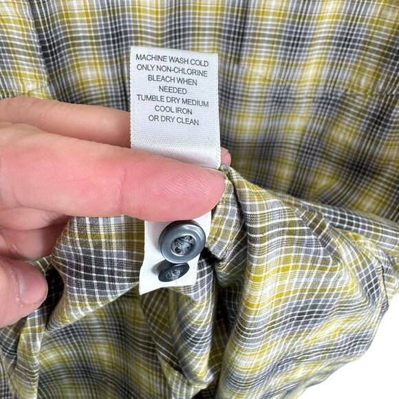 Banana Republic Cotton Slim Fit Green Gray Plaid Long Sleeve Button Up Men's L - Picture 7 of 7